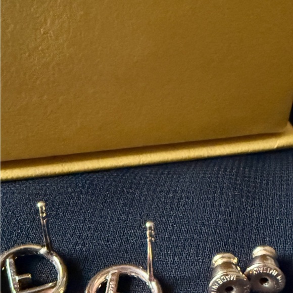 Fendi Rose Gold Circular Logo Earrings - Picture 5 of 10